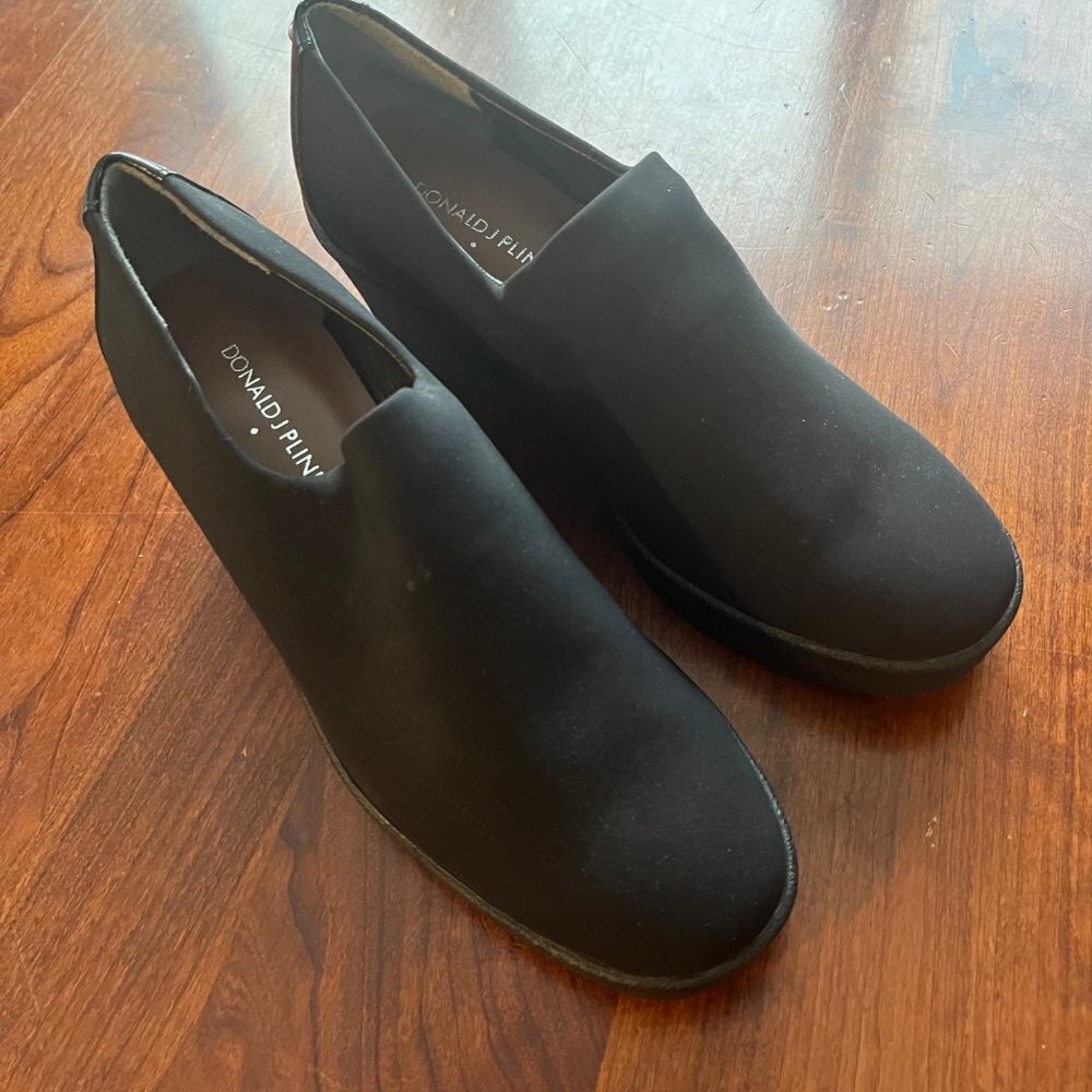 Donald J Pliner‎ Lilie Stretch Black Suede Platform Wedge- Size 7